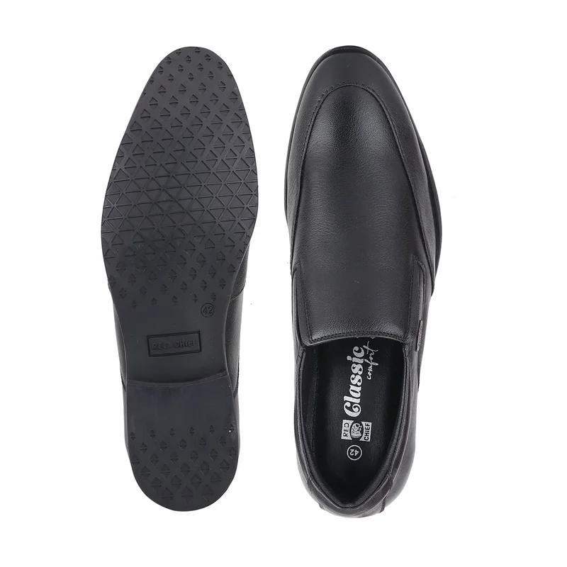 Red Chief حذاء رسمي رجالي مريح من الجلد الطبيعي سهل الارتداء أسود